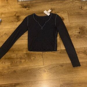 American Eagle Outfitters Dark Gray Long Sleeve Top